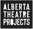 Alberta Theatre Projects logo, white text in a black rectangle
