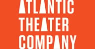 Atlantic Theater Company, white text on bright orange with the letter A styled as a triangle