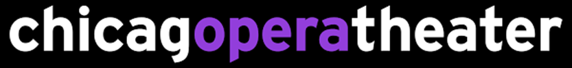 Chicago Opera Theater, a text logo in white and purple on black