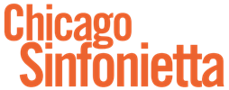 Chicago Sinfonietta, in orange in a contemporary font