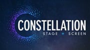 Constellation Stage + Screen logo, in white lettering on a background like the night sky featuring a semi circle of scattered stars