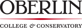 Oberlin College and Conservatory, logo in serif font with dark red accents