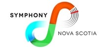 Symphony Nova Scotia, with a colorful infinity symbol, resembling a musical stave, drawn in blue, orange, and green