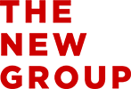 The New group logo, in bold red sans serif capitals