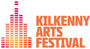 Kilkenny Arts Festival logo, in bright orange with a symbol like acoustic waves