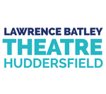 Lawrence Batley Theatre Huddersfield, written in a bold capital font in navy blue and turquoise