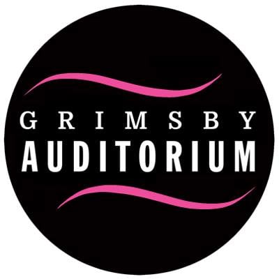 Grimsby Auditorium between two pink wavy lines