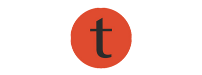 Tessitura logo, a lower case t in an orange circle